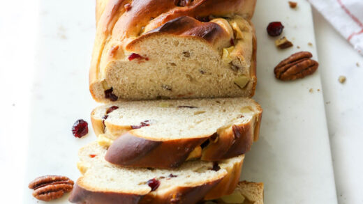 angle view of apple cranberry bread