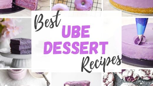 ube dessert recipes with ube cake, ube donuts, cheesecake and brownies.