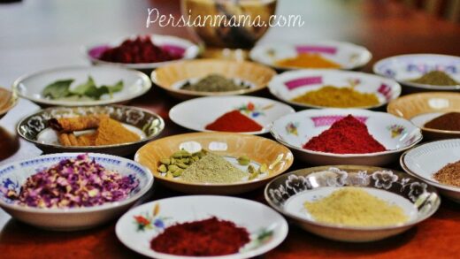 A colorful display of Persian spices