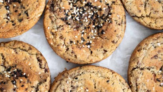 sesame rye breakfast cookies on parchment paper