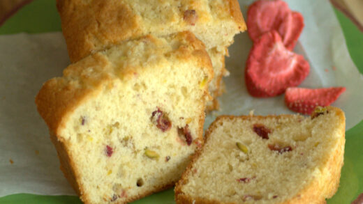 Vanilla, Pistachio and Strawberry Mini Loaf Cakes