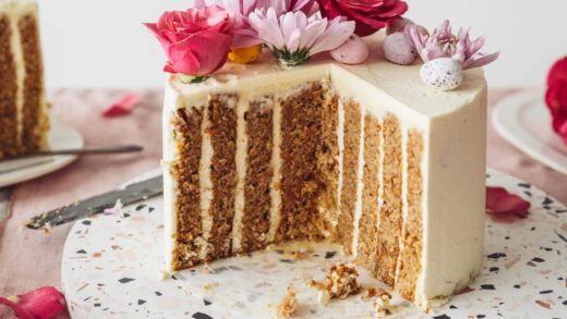 Vertical Layer Carrot Cake with vanilla Swiss Meringue Buttercream by Izy Hossack