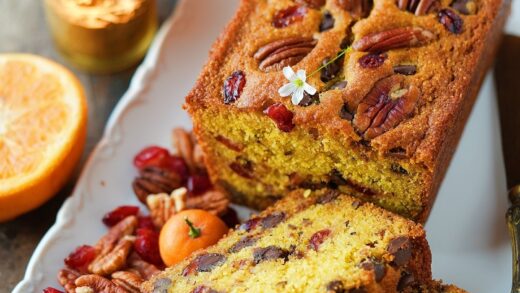 Eggless Orange Almond Pecan Cranberry Chocolate Chip Pound Cake