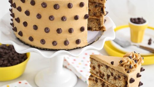 Banana Chocolate Chip Cake with Peanut Butter Frosting