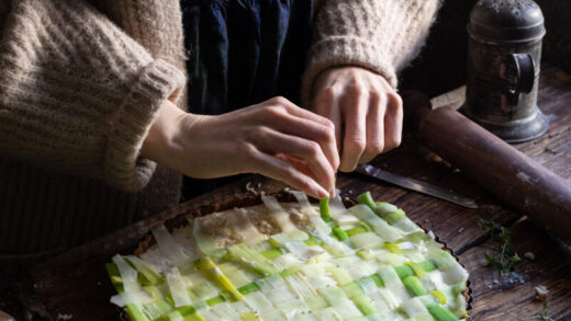 latticed leek tart