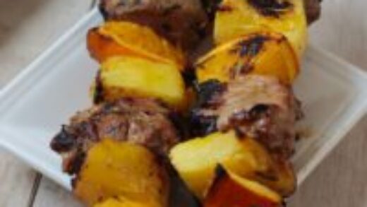 Cuban-Style Pork Kebabs with Orange and Pineapple Wedges | recipe favorites made deliciously gluten free