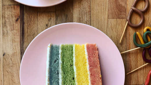 naturally colored rainbow cake + bernie is one!! — molly yeh