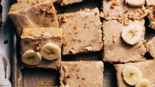 brown butter banana bread bars in a pan