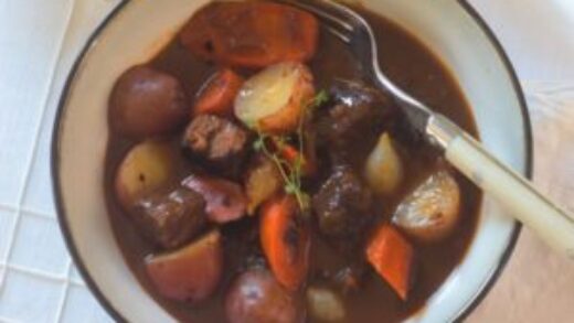 Hearty Beef Stew with Carrots, Pearl Onions & Potatoes | recipe favorites made deliciously gluten free